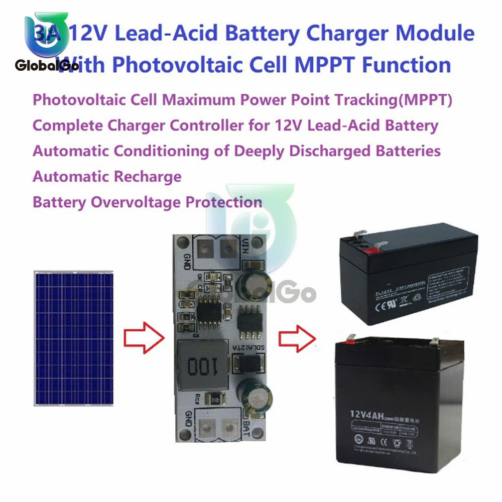 Description Picture 6 of itemMPPT Solar Controller Charging Module for 12V 1-1000AH Lead-Acid Battery Solar Panel Regulator Charger Board Regulator Module