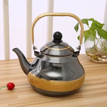 

1.5-2.5L Porcelain Enamel Kettle Enamel Porcelain Teapot Kettle Steel Handle Golden Pear-Shaped milk frothing jug