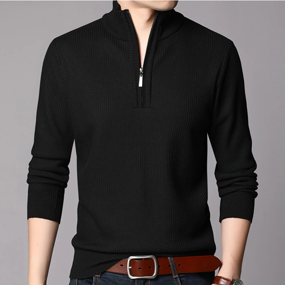 

Cashmere Sweater Men Clothes Autumn Winter Brand Thick Warm Wool Pullover Men Casual Zipper Turtleneck