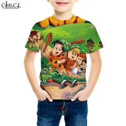 Футболка с принтом «Jetsons Meet The Flintstones» Детские хипстерские футболки с 3D принтом для мальчиков и девочек милые детские топы M229