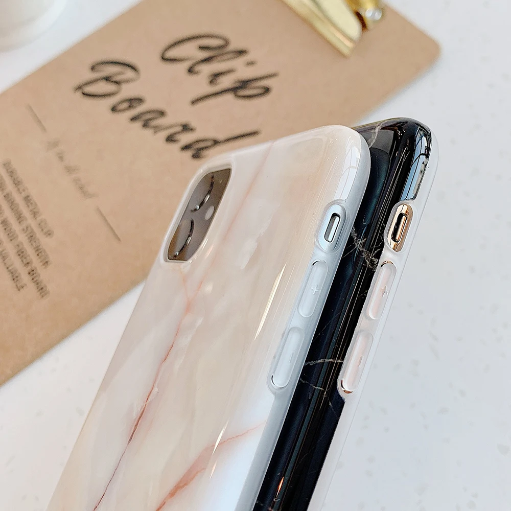 Чехол для телефона для iPhone 11 Pro Max XR XS Max 6 6S 7 8 Plus X Глянцевая трещины мрамор мягкий IMD полный корпус противоударный чехол