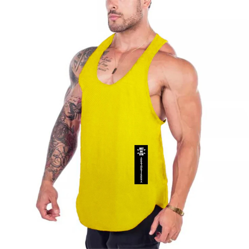 

Casual Gym Clothing Mesh Tank Top Men Singlets Fashion Sports Workout Quick-drying Stretch Bodybuilding Sleeveless Fitness Vest