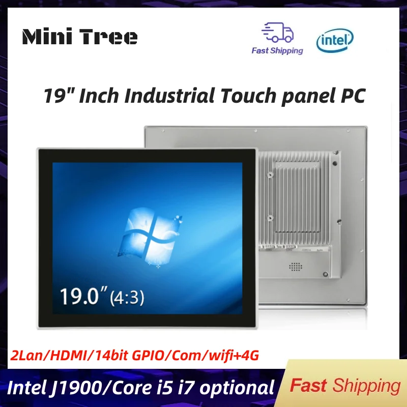 Чувствительный монитор 19 1 дюйма Intel Core i5 i7 7267U 7200U 7550U HDMI 2 * RS485 Com 14 бит GPIO
