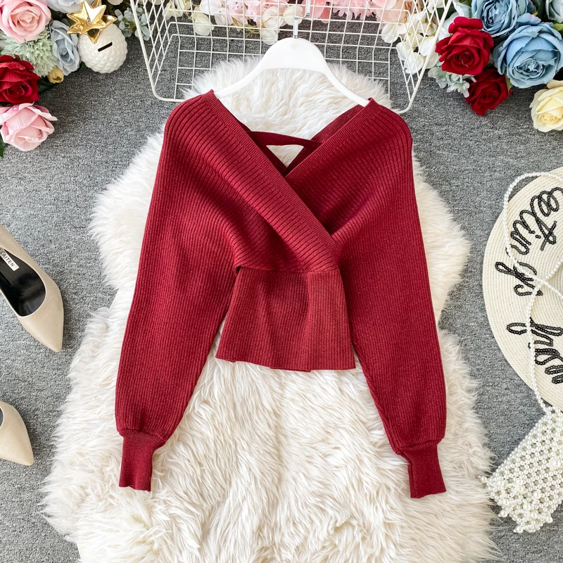 Neophil 2024 Winter Knitted Thick Elastic Bawting Long Sleeve Short Sweater + A-Line Pleated Midi Skirts 2 Pieces Sets DS211212