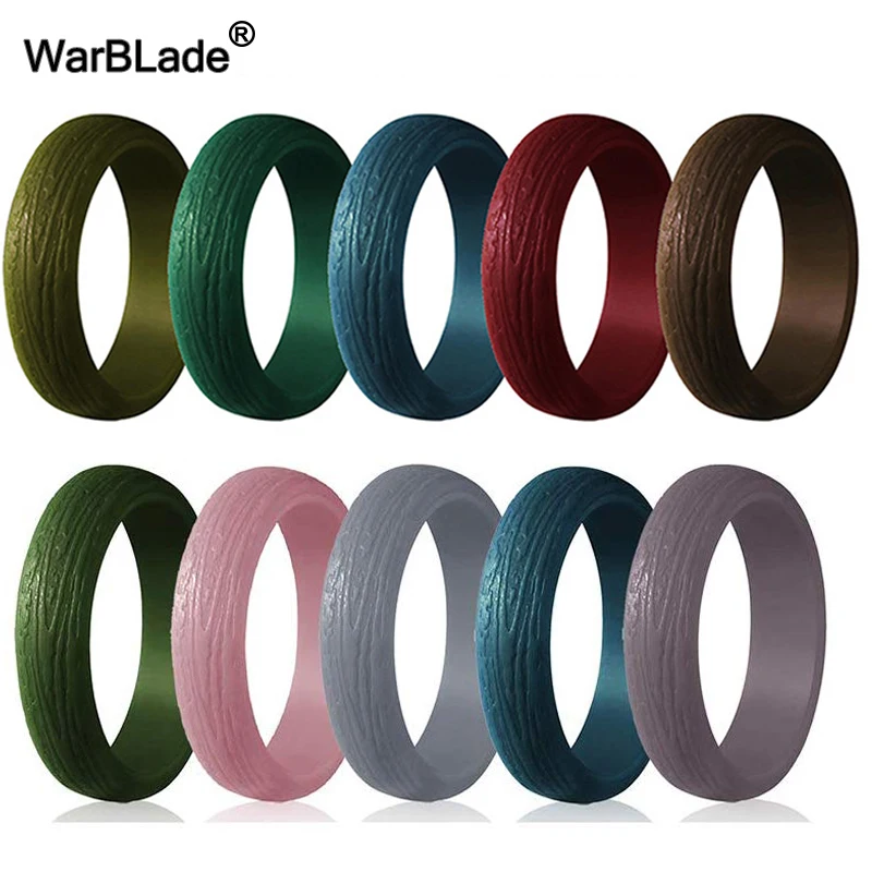 Fashion 5.7mm Tree Pattern Silicone Rings For Women Wedding Rubber Bands Sports Hypoallergenic Flexible Silicone Finger Ring