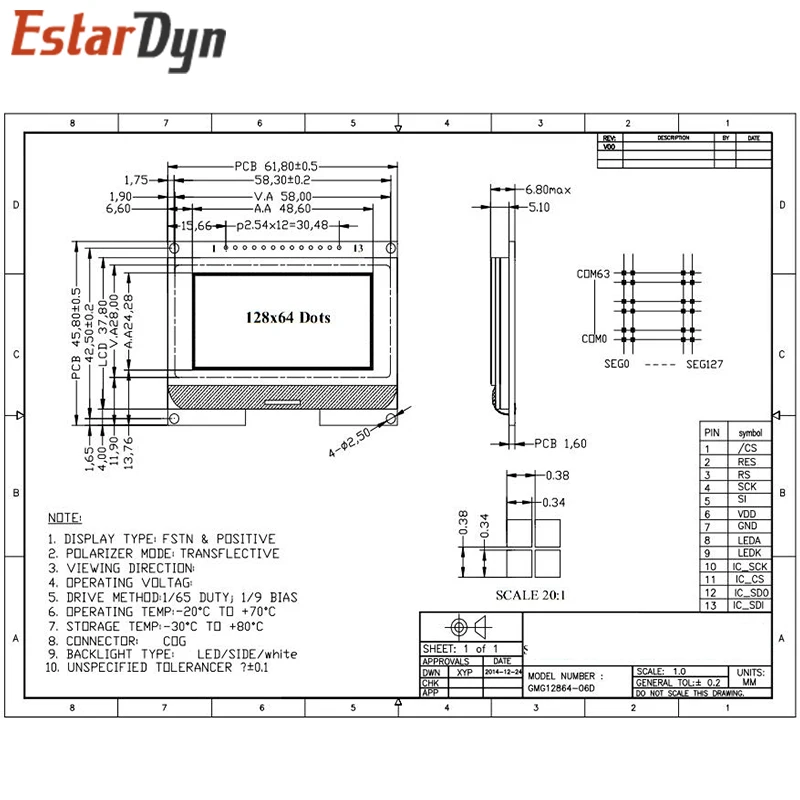 Graphic LCD Module with Chinese Font and SPI Interface