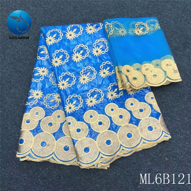 LIULANZHI высокое качество Riche парча ткань в нигерийском стиле 7 ярдов Ткань для шитья высокого качества африканский Базен ML6B121