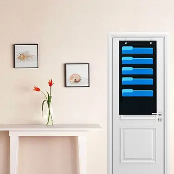 

Heavy Duty Storage Pocket Chart With 5 Pockets 2 Over Door Hangers For Office