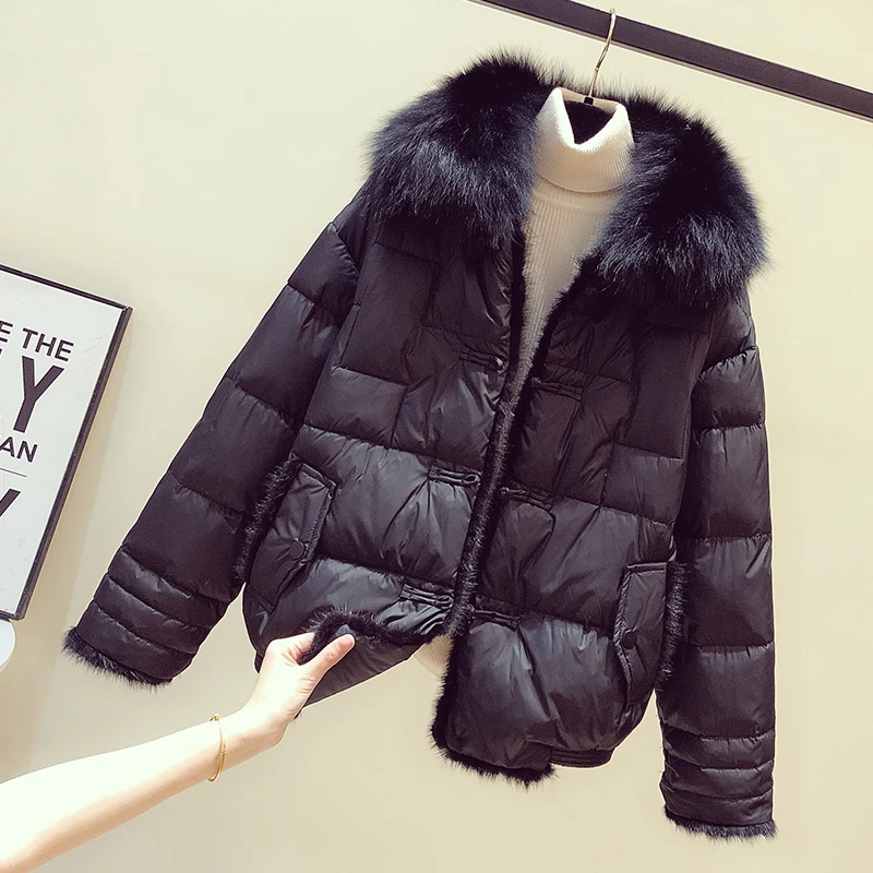 Fitaylor Women Coat 90% Duck Down Jacket Real Fox