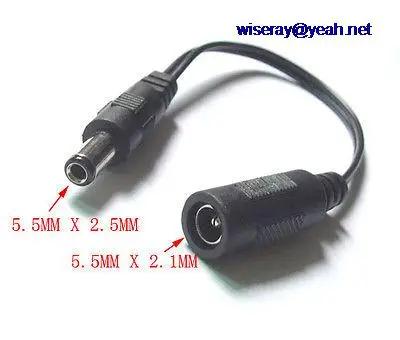

DHL/EMS 250pcs 5.5 X 2.1MM female DC socket TO 5.5 X 2.5MM male DC plug for Power charger-A7