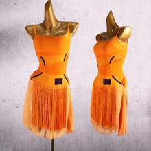 Новое платье для латинских танцев черное платье с бахромой платье для латиноамериканских танцев/ча/Румба/Самба одежда для выступлений латинское платье для тренировок DQS1572