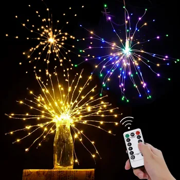 

Starburst String Lights Remote Control Hanging Light 100-200leds DIY Firework Copper Fairy Garland Outdoor Christmas Decoration