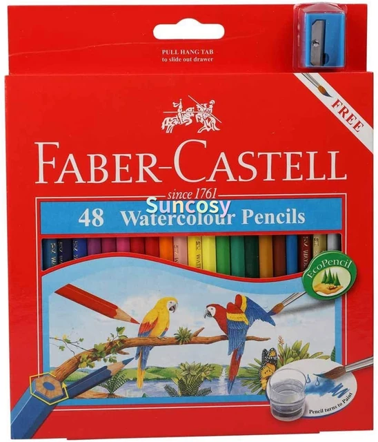 Faber Castell WaterColor Pencils with Sharpener and Brush, 48