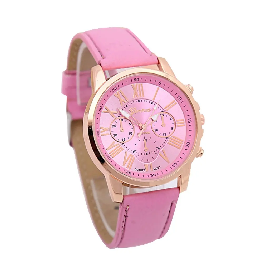 Fashion Brand Multi-function Analogue Round Big Dial Quartz Leather Strap Watch Wristwatch Coloful Strap - Цвет: 12