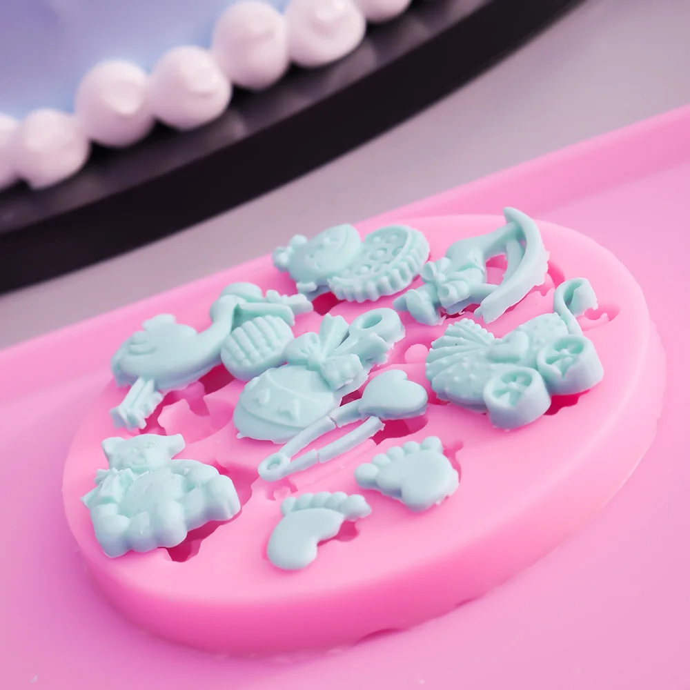 Popular Baby Shower Silicone Fondant Cake Mold Chocolate Baking Decor Mould Cake Decorating Tools Chocolate Candy Moulds