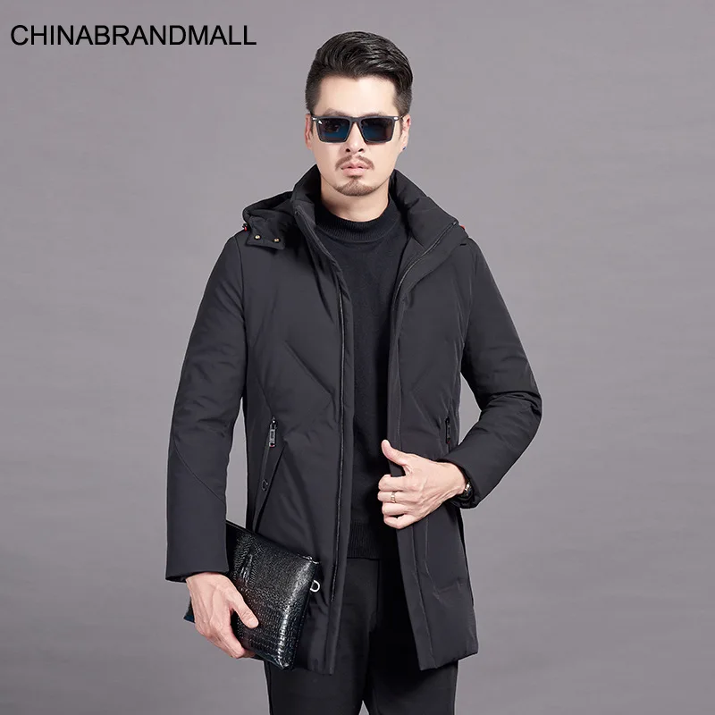 

Plus Fat Plus Size Men's Wear Down Jacket Winter Clothes Fat Man With Cap Keep Warm Coat Men Fat Medium Length Money Defense