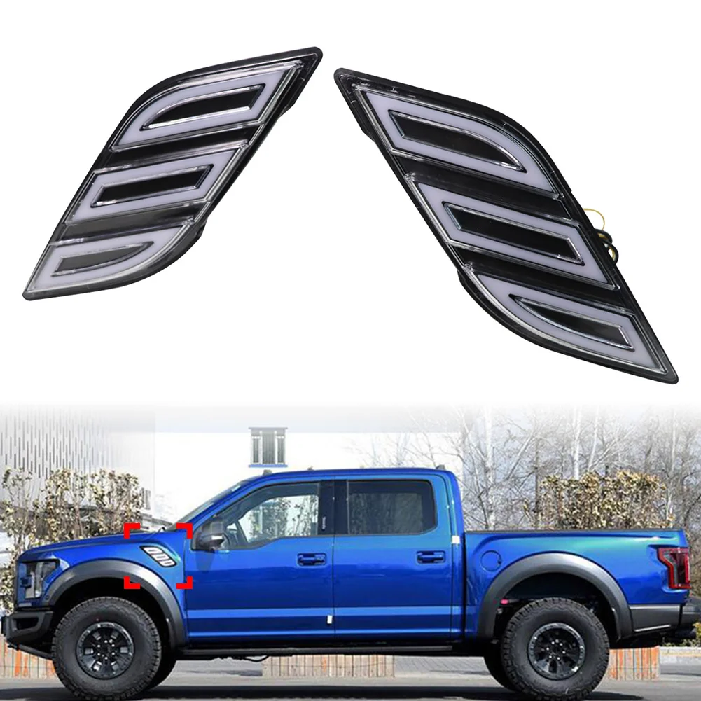 

1Pair Double Color LED Daytime Running Lights Dual Colors DRL For 2018 2019 Ford F-150 Raptor Car Turn Signal Lamp