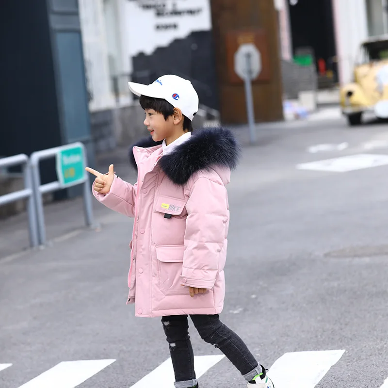 

Children Winter Duck Down Jacket for Boys 2019 -30 Degrees Russia Hooded Outerwear 4-13 Years Teenage Coat Kids Parka Snowwear