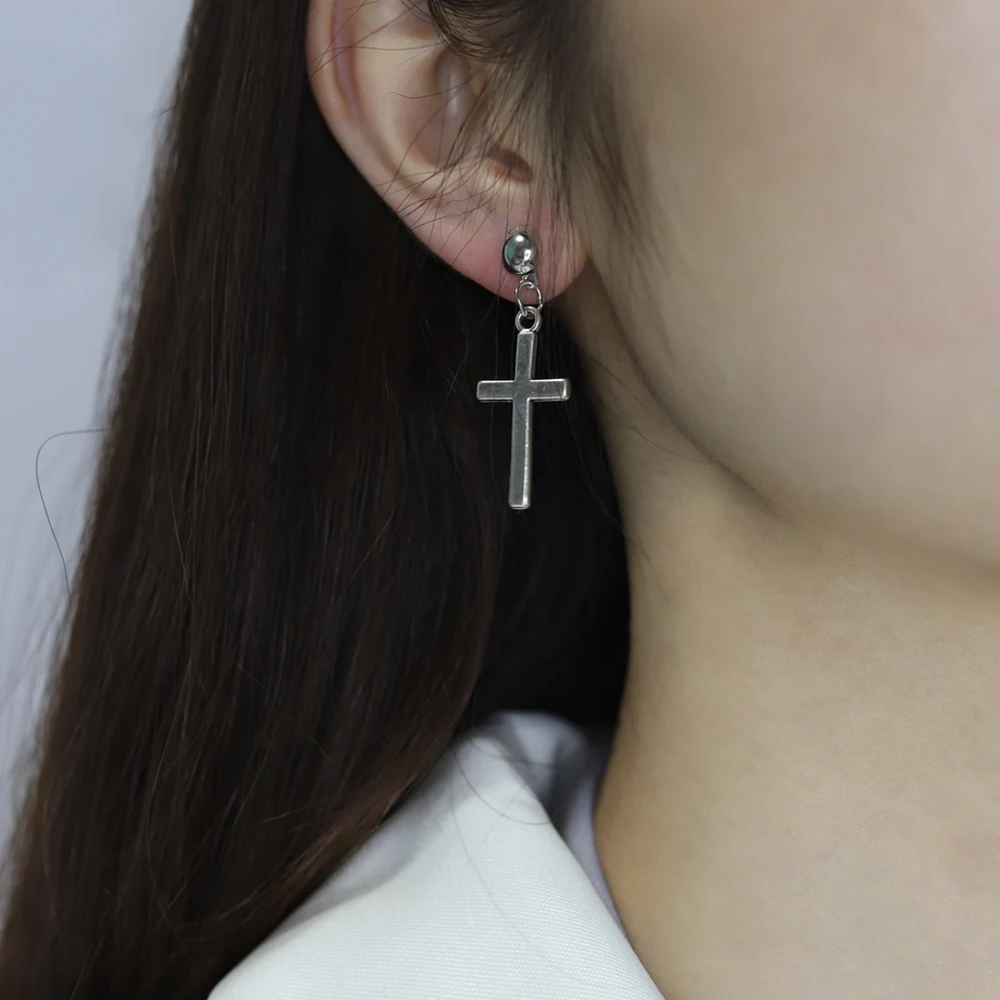 Fashion Men's Stainless Steel Cross Pendant Cartilage Drop Dangle Earrings Punk Jewelry for Cool Women Girl Friendship Gifts Fashion Men's Stainless Steel Cross Pendant Cartilage Drop Dangle Earrings Punk Jewelry for Cool Women Girl Friendship Gifts