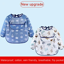 

Emmababy Unisex Sleeved Bib Waterproof Feeding Bib with Pocket for Newborn Infant Toddler Baby