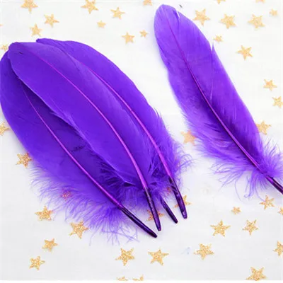 Purple 50pcs Пуховые перья многоцветный Шлейф 14-20 см перо отделка для рукоделия свадебное платье Вечерние DIY украшения аксессуары 50 шт - Цвет: Purple 50pcs