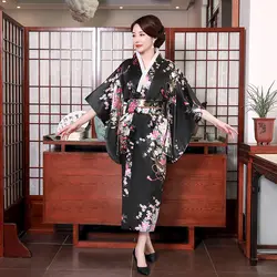 Молодой женский костюм для косплея длинный рукав платье японское кимоно купальный халат Новое весеннее платье с v-образным вырезом