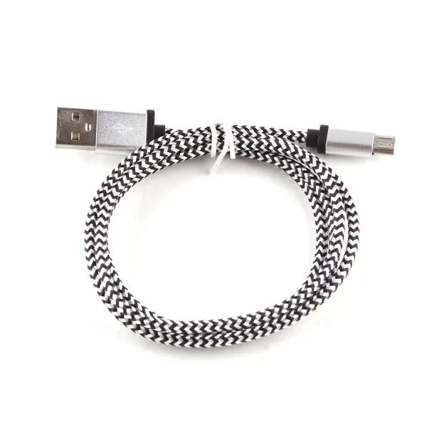 Белый 1 м Micro USB кабель передачи данных телефона змеиная кожа плетение зарядное устройство провод Кабель нейлон USB кабель для iPhone Samsung, HTC, Xiaomi - Цвет: Белый