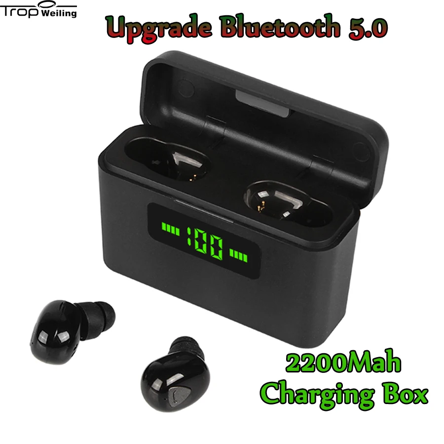 Twсветодиодный bluetooth наушники с цифровым дисплеем Игровые водонепроницаемые