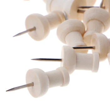 

40 Pcs Wooden Thumbtack Creative Decorative Drawing Push Pins Wood Head Office