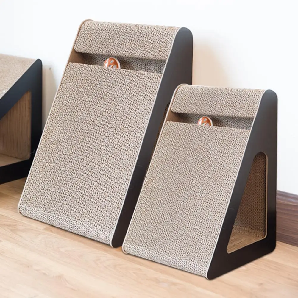 

Corrugated Paper Cats Scratch Board Standing Triangular Scratching Board Claws Grinding Cat Teaser Protecting Furniture Cat Toy
