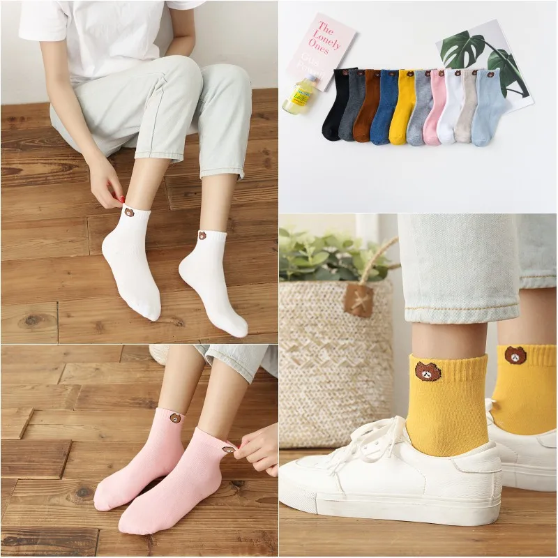 5 пар осенне-зимних милых школьниц, хлопковые свободные полосатые носки с круглым вырезом, цветные женские дизайнерские носки Harajuku желтого и белого цвета