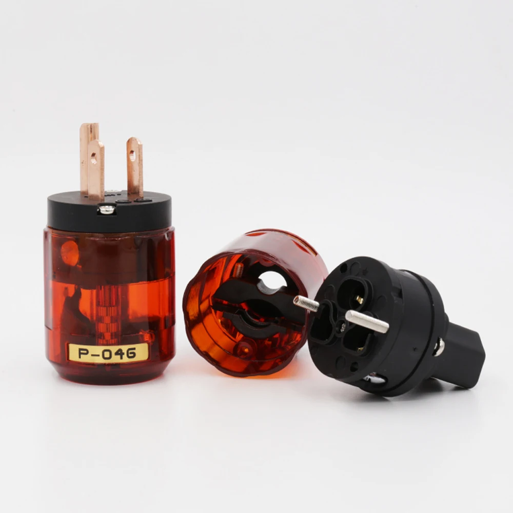 P-046 чистый красный-Медь США разъем питания+ C-046 IEC разъем серии для аудио кабель питания