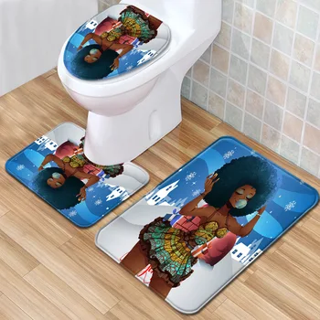 

African Women's Bathroom Mat Three-Piece Bathroom Carpet Toilet Mat Set Door Mat Bathroom Non-Slip Mat Spot