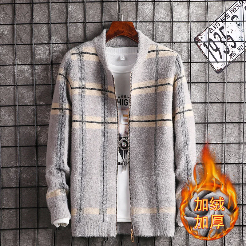 Mens Sweater Coats Warm Sweater Smart Casual Zippers Black Cashmere Cardigan Sweater Cardigan Men Sweater