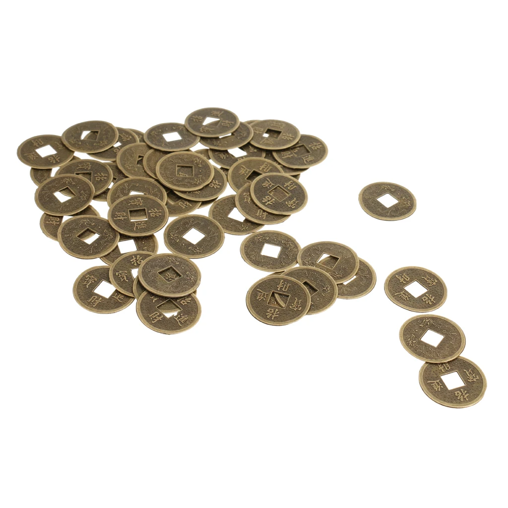 50 монет фэн-шуй 0,9 ''счастливые китайские монеты Фортуны I Ching Money
