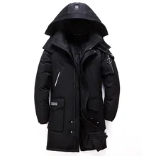 Long Winter Down Jacket Men Thick Warm White Duck Down Hooded Man Down Jacket Waterproof Men Down Coat Long