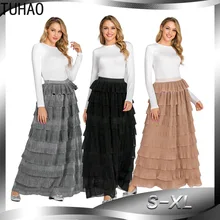 TUHAO, вечерние женские юбки, Осень-зима, женские длинные макси юбки для вечеринки, пляжные Плиссированные Длинные юбки для женщин WM82