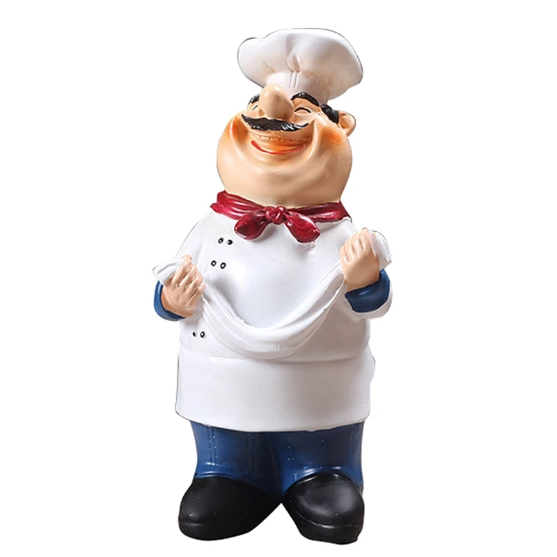 

HOT Retro Chef Model Ornaments Resin Crafts Mini Chef Figurines Home Kitchen Restaurant Bar Coffee Decor-B