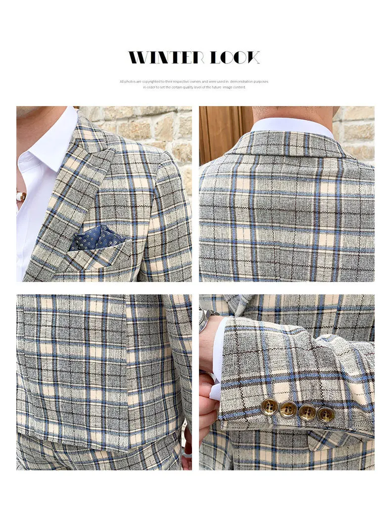 Клетчатые костюмы в клетку, деловые мужские костюмы Traje De Boda, дизайнерские новые смокинги для жениха, Ternos Masculino, свадебные костюмы для мужчин