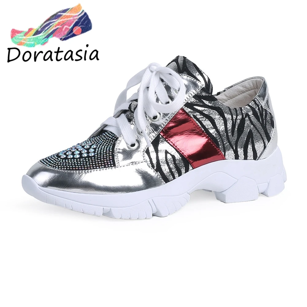 

DORATASIA New Brand Decorating Flats Ladies Leopard Genuine Leather Sneakers Women 2020 Autumn Girls Platform Shoes Woman
