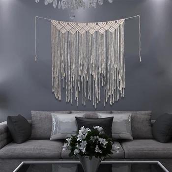

Macrame Woven Wall Hanging Curtain Fringe Banner Cotton Handmade Tapestry Large Boho Wedding Backdrop Wall Decoration