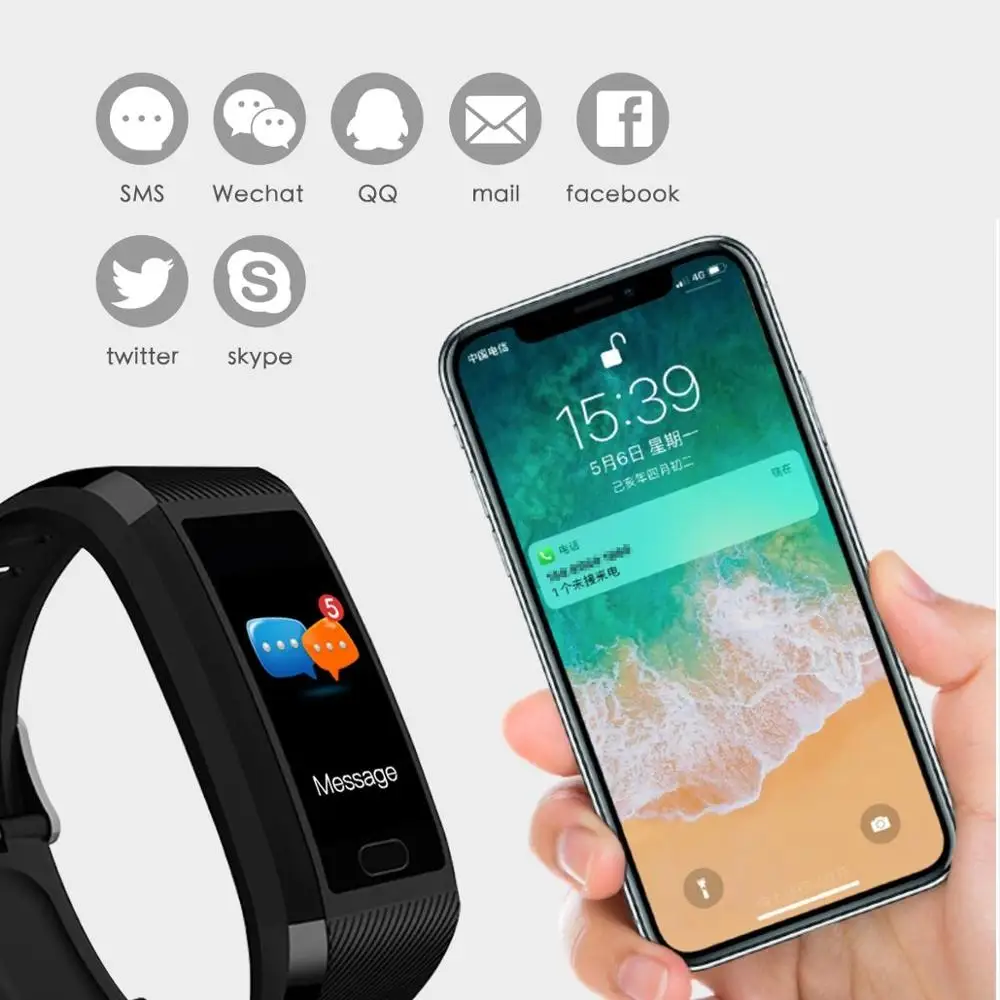 Nennbo y18 1.14 Inch Big Color Screen Multi Fitness Track Heart Rate Weather Display Smart Band Multi-sport Mode Alarm Wristband