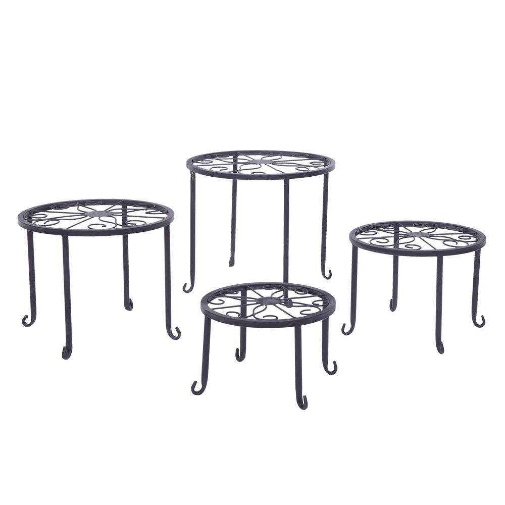 

4 Plant Shelves with 4-1 Round Pattern in Black Baking Paint (Yh-Cj009)