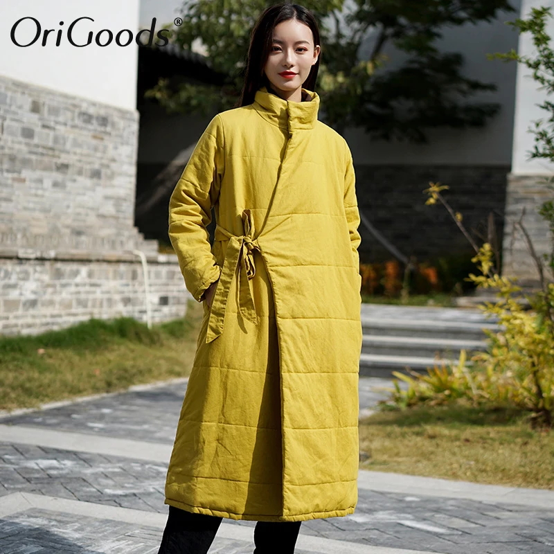 OriGoods Women Long Coat Winter Quilted Thick Warm Long Jackets Coats