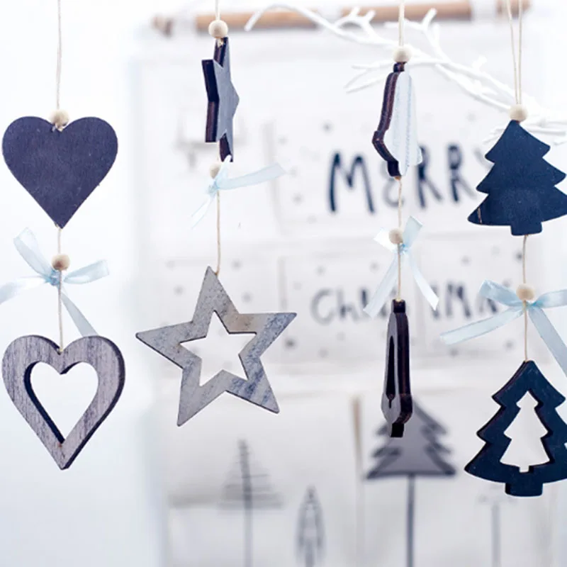 

2pcs Cute Christmas Tree Shape Ornament DIY Wooden Snowman Hanging Pendant Christmas Bow Decorations For Home Party Decor Gift