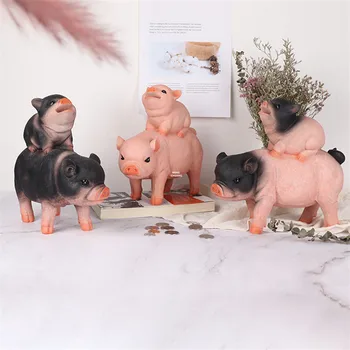 

10" Simulation Big Pig Carries Flower Pig Creative Decoration Saving Box Kids Gift Toy Resin Action Figure Toy BOX 25CM X328