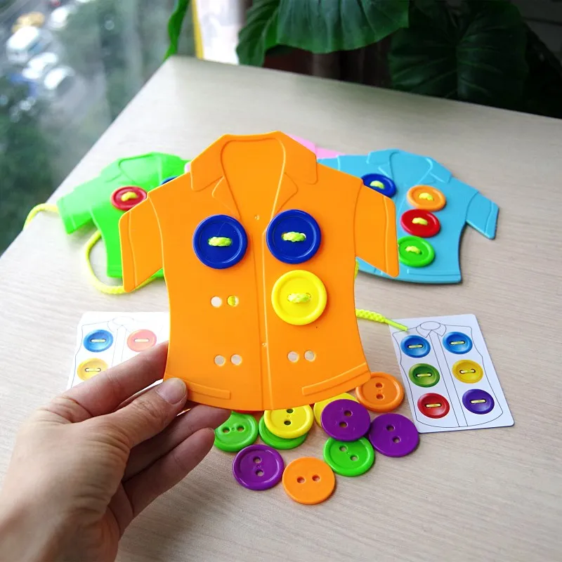 Sewing-On-Buttons Skills Fine-Motor Kids AC Fly Teaching-Aid Game-Life Parent-Child Toy-Plastic