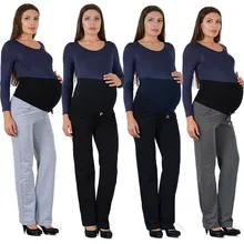 Trousers Pregnancy High Waist Flat Long Pants Casual and Loose Solid Thin and Soft Over Bump Pants