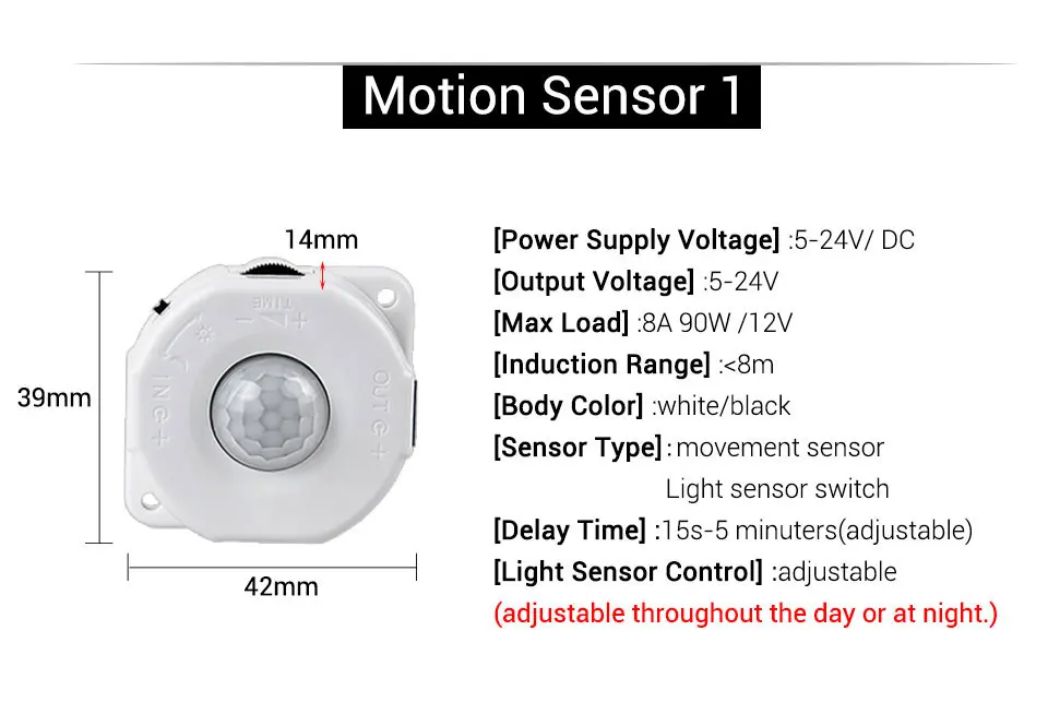 AmmToo светодиодный датчик движения переключатель света движения 5 в 12 В 24 В PIR датчик движения Автоматический Инфракрасный таймер детектор 5 в 12 В фотопереключатель