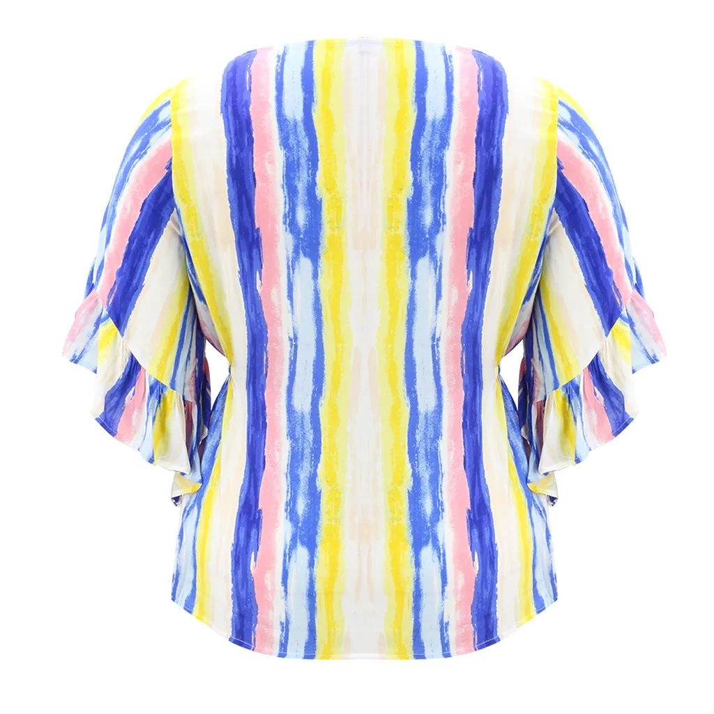 CHAMSGEND женская футболка размера плюс полосатая с принтом Tie Dye летняя круглым